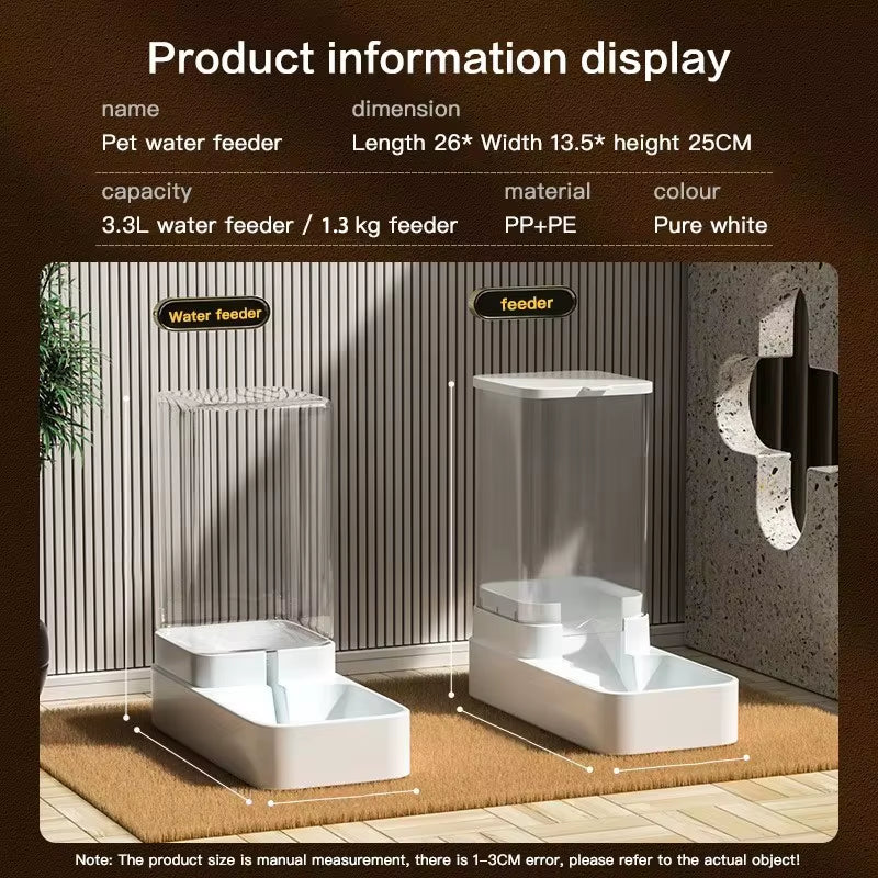 Automatic Cat Feeder & Water Dispenser with Gravity Food Storage Container for Cats and Dogs