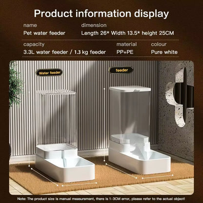 Automatic Cat Feeder & Water Dispenser with Gravity Food Storage Container for Cats and Dogs